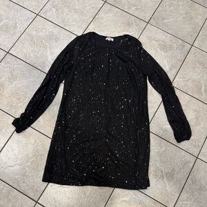 Andree by Unit Black Sequin Long Sleeve mini Cocktail Dress size Large